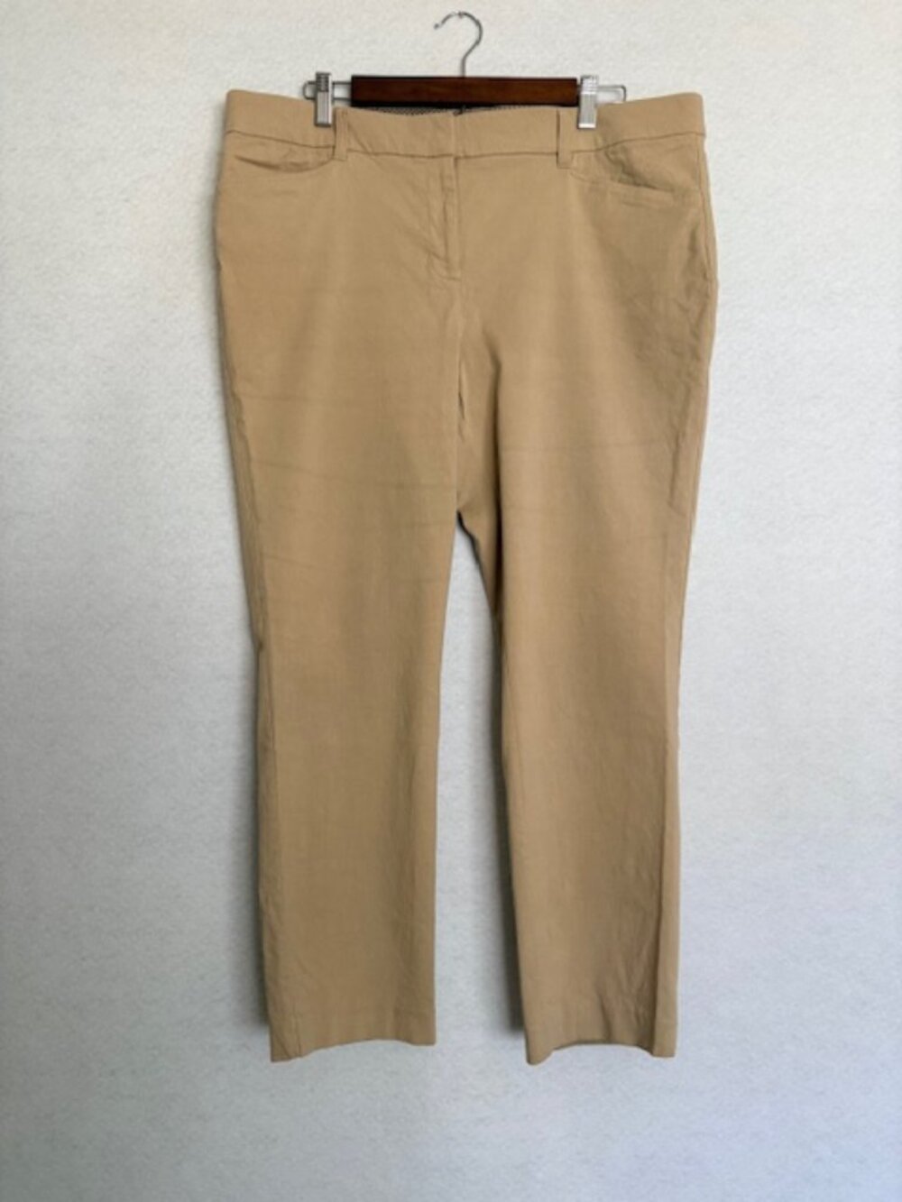 Rafaella Tan Straight Leg Flat Front Women’s Pants Comfort Stretch Size 18